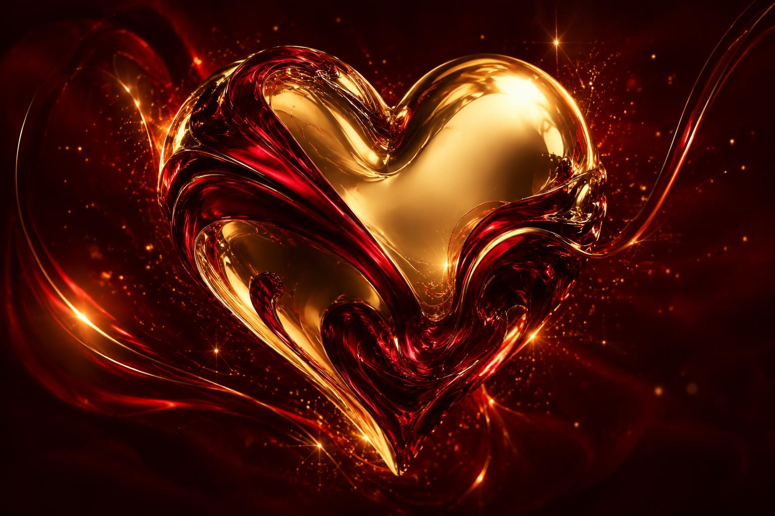 Glowing gold and crimson heart